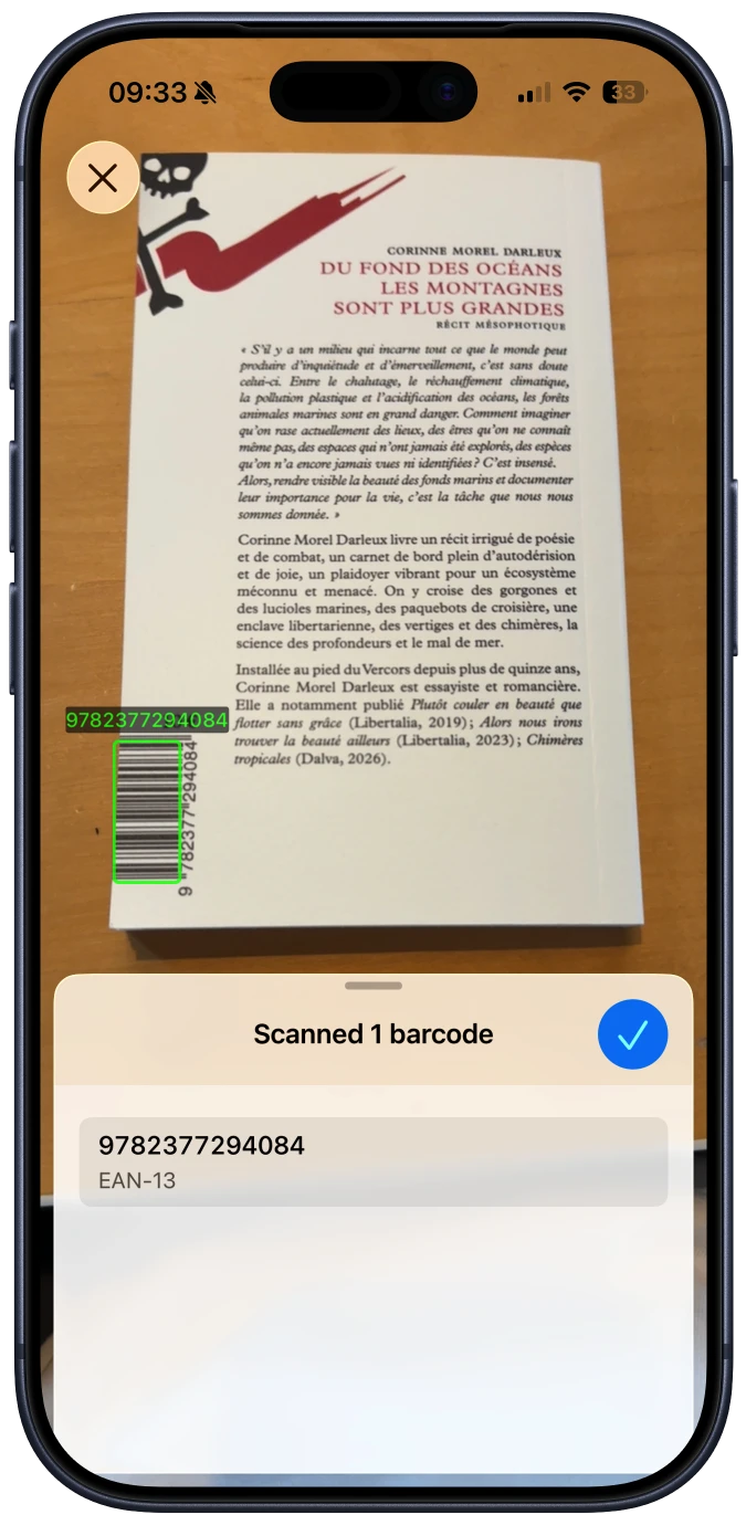 Barcode scan flow detecting an EAN-13 code